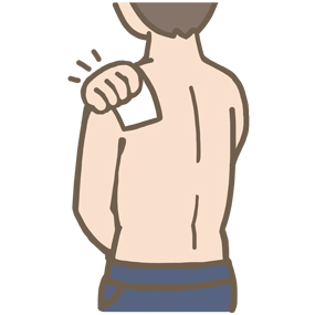 肩に湿布を貼るイラスト